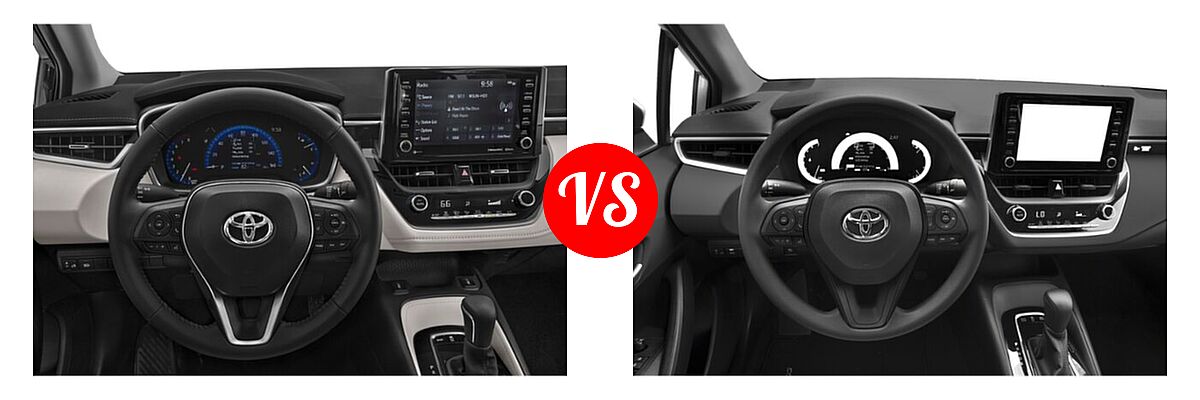 2021 Toyota Corolla Sedan XLE vs. 2021 Toyota Corolla Sedan Hybrid Hybrid LE - Dashboard Comparison