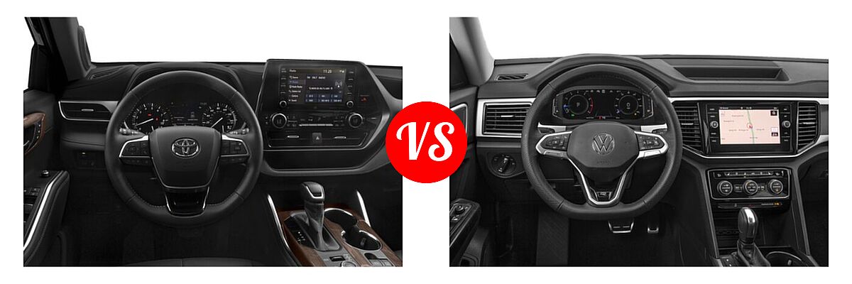2021 Toyota Highlander SUV Limited vs. 2021 Volkswagen Atlas SUV 3.6L V6 SE w/Technology R-Line / 3.6L V6 SEL Premium R-Line / 3.6L V6 SEL R-Line - Dashboard Comparison
