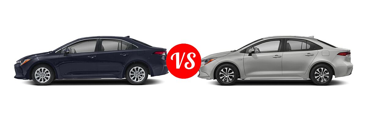 2021 Toyota Corolla Sedan XLE vs. 2021 Toyota Corolla Sedan Hybrid Hybrid LE - Side Comparison