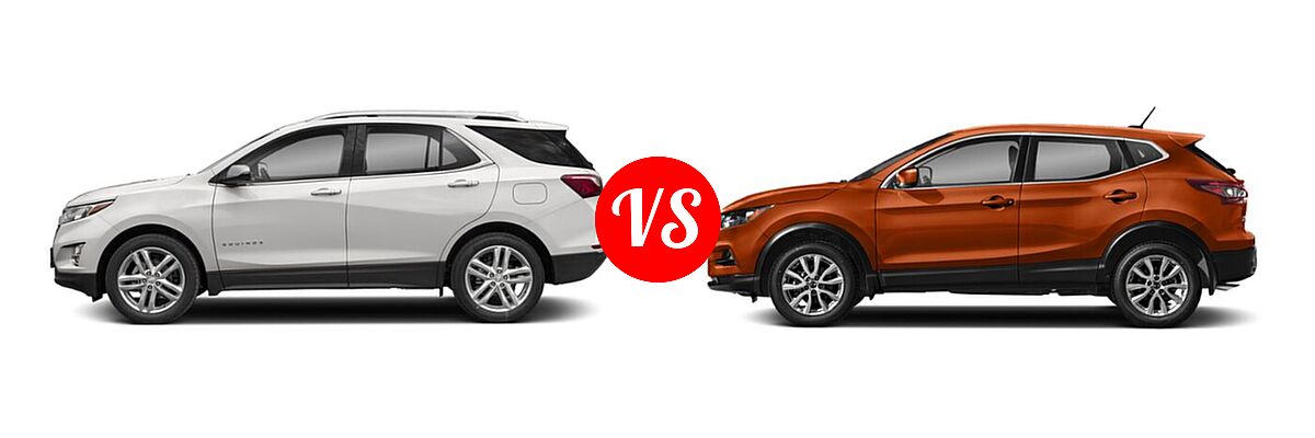 2021 Chevrolet Equinox SUV Premier vs. 2021 Nissan Rogue Sport SUV S / SV - Side Comparison