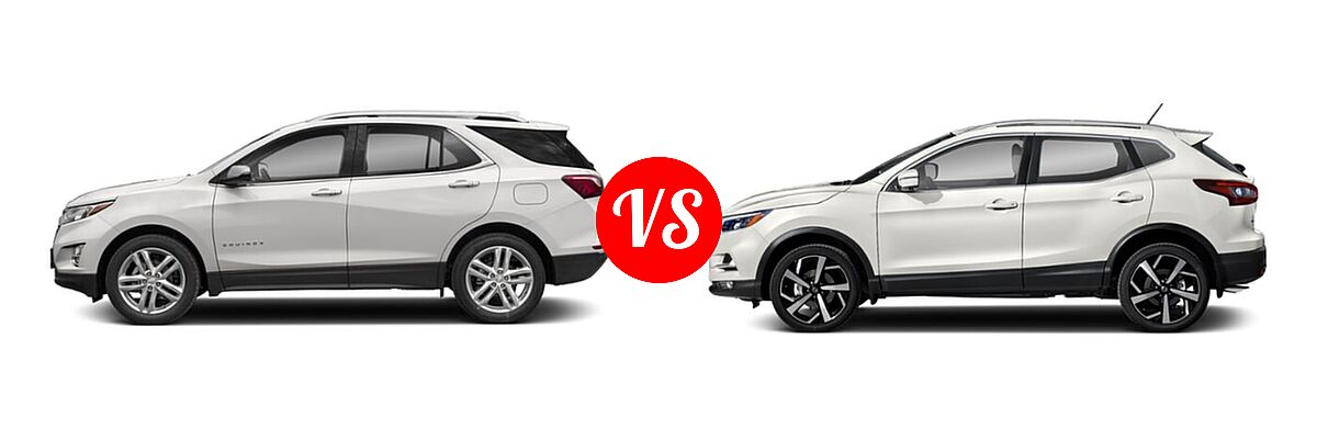 2021 Chevrolet Equinox SUV Premier vs. 2021 Nissan Rogue Sport SUV SL - Side Comparison