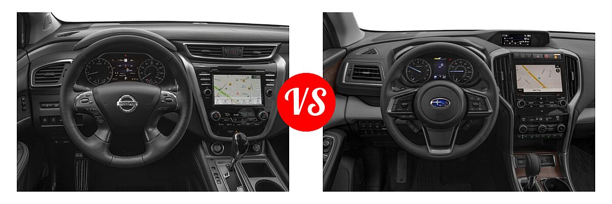 2021 Nissan Murano SUV Platinum / SL vs. 2021 Subaru Ascent SUV Touring - Dashboard Comparison