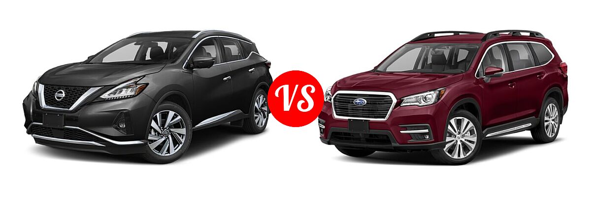 2021 Nissan Murano SUV Platinum / SL vs. 2021 Subaru Ascent SUV Limited - Front Left Comparison