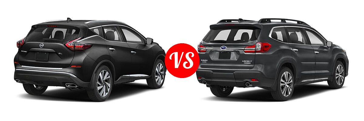 2021 Nissan Murano SUV Platinum / SL vs. 2021 Subaru Ascent SUV Touring - Rear Right Comparison