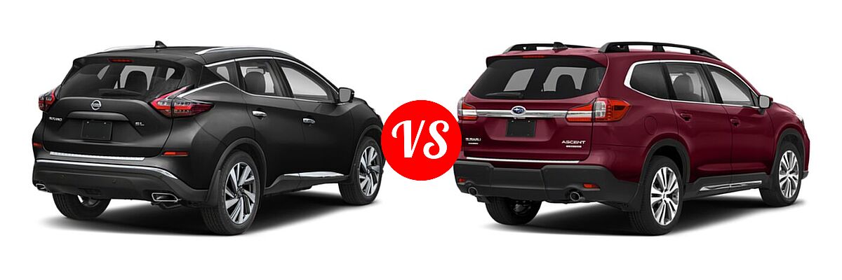 2021 Nissan Murano SUV Platinum / SL vs. 2021 Subaru Ascent SUV Limited - Rear Right Comparison