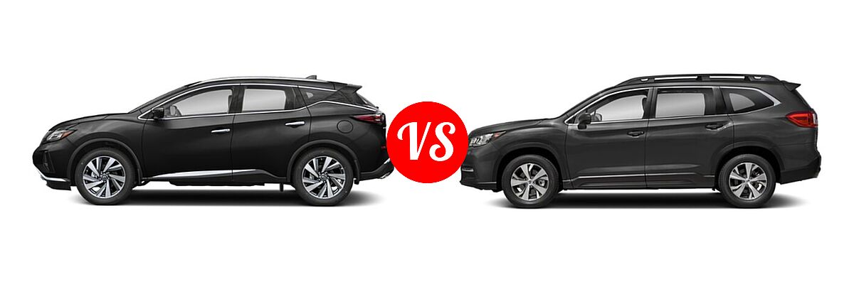 2021 Nissan Murano SUV Platinum / SL vs. 2021 Subaru Ascent SUV 8-Passenger - Side Comparison