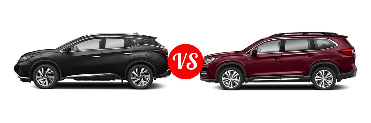 2021 Nissan Murano SUV Platinum / SL vs. 2021 Subaru Ascent SUV Limited - Side Comparison