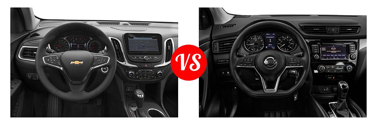 2021 Chevrolet Equinox SUV Premier vs. 2021 Nissan Rogue Sport SUV S / SV - Dashboard Comparison