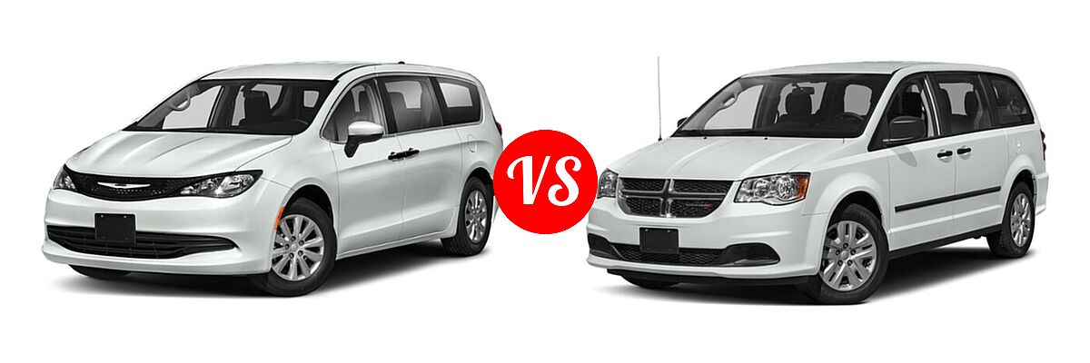 2021 Chrysler Voyager Minivan L / LX vs. 2020 Dodge Grand Caravan Minivan SE / SE Plus / SXT - Front Left Comparison