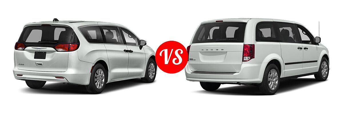 2021 Chrysler Voyager Minivan L / LX vs. 2020 Dodge Grand Caravan Minivan SE / SE Plus / SXT - Rear Right Comparison