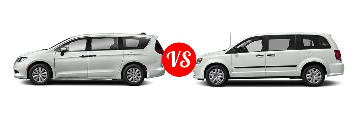 2021 Chrysler Voyager Minivan L / LX vs. 2020 Dodge Grand Caravan Minivan SE / SE Plus / SXT - Side Comparison