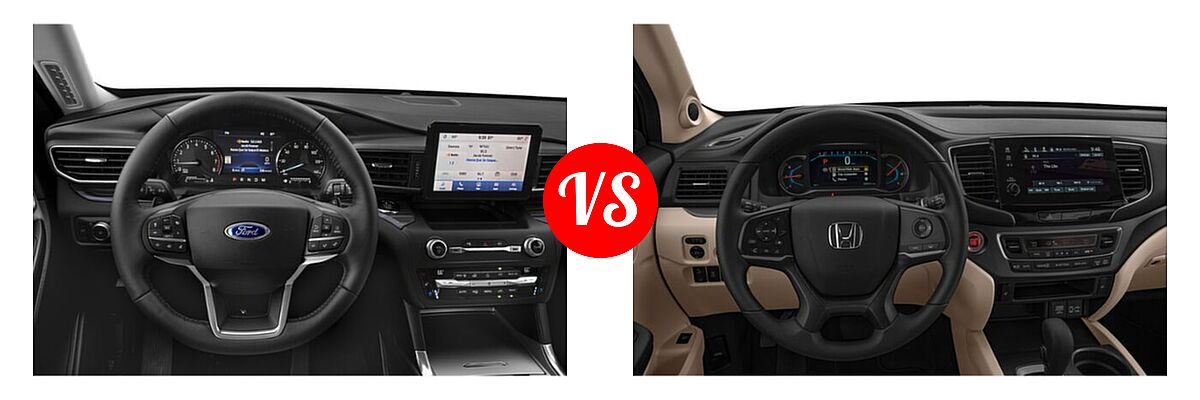 2021 Ford Explorer SUV Base / Limited / Platinum / XLT vs. 2021 Honda Pilot SUV EX - Dashboard Comparison