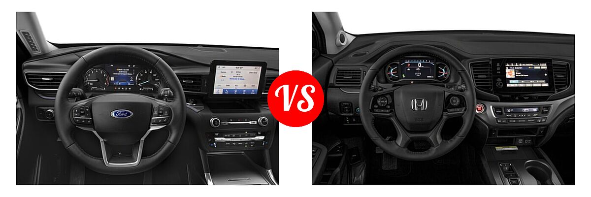 2021 Ford Explorer SUV Base / Limited / Platinum / XLT vs. 2021 Honda Pilot SUV Special Edition - Dashboard Comparison