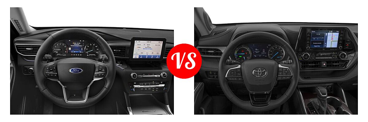 2021 Ford Explorer SUV Base / Limited / Platinum / XLT vs. 2021 Toyota Highlander Hybrid SUV Hybrid Hybrid Limited - Dashboard Comparison