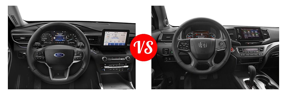 2021 Ford Explorer SUV Base / Limited / Platinum / XLT vs. 2021 Honda Pilot SUV EX-L - Dashboard Comparison