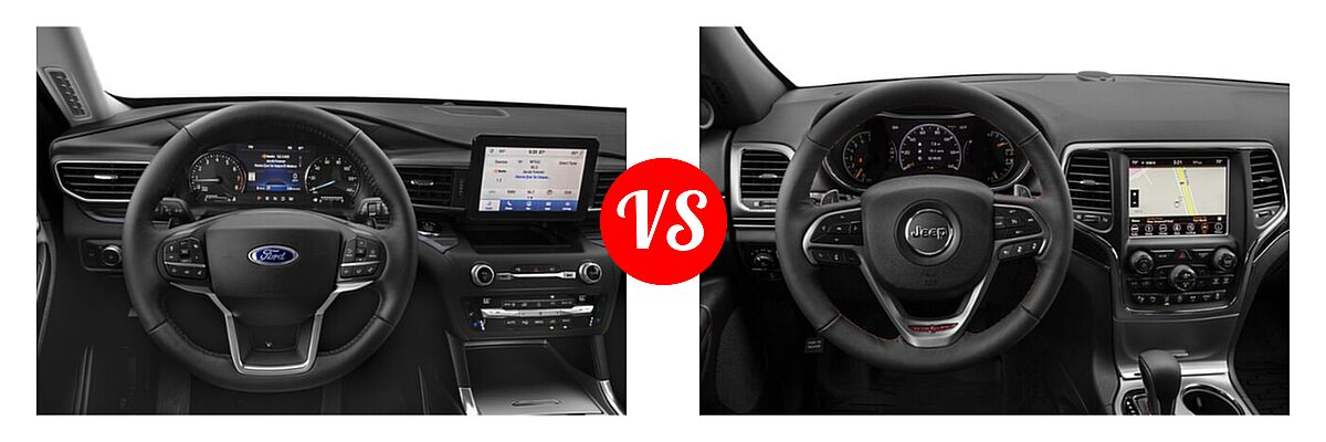 2021 Ford Explorer SUV Base / Limited / Platinum / XLT vs. 2021 Jeep Grand Cherokee SUV Trailhawk - Dashboard Comparison