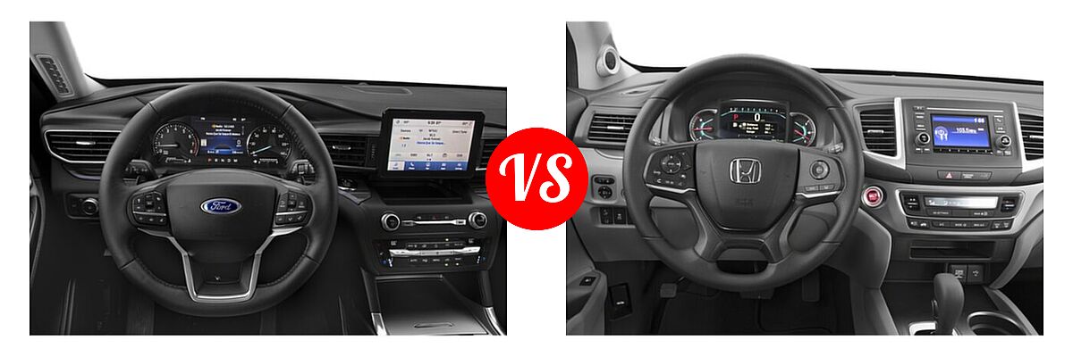 2021 Ford Explorer SUV Base / Limited / Platinum / XLT vs. 2021 Honda Pilot SUV LX - Dashboard Comparison