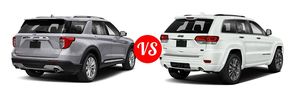 2021 Ford Explorer SUV Base / Limited / Platinum / XLT vs. 2021 Jeep Grand Cherokee SUV High Altitude / Overland - Rear Right Comparison
