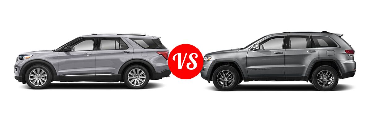 2021 Ford Explorer SUV Base / Limited / Platinum / XLT vs. 2021 Jeep Grand Cherokee SUV 80th Anniversary / Limited / Limited X - Side Comparison