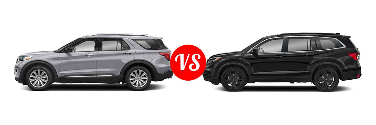 2021 Ford Explorer SUV Base / Limited / Platinum / XLT vs. 2021 Honda Pilot SUV Special Edition - Side Comparison