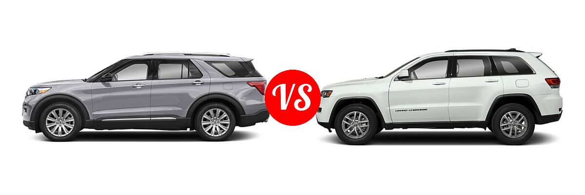 2021 Ford Explorer SUV Base / Limited / Platinum / XLT vs. 2021 Jeep Grand Cherokee SUV Laredo E / Laredo X - Side Comparison