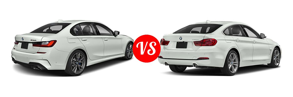 2021 BMW 3 Series M340i Sedan M340i / M340i xDrive vs. 2018 BMW 4 Series Gran Coupe Sedan 440i / 440i xDrive - Rear Right Comparison