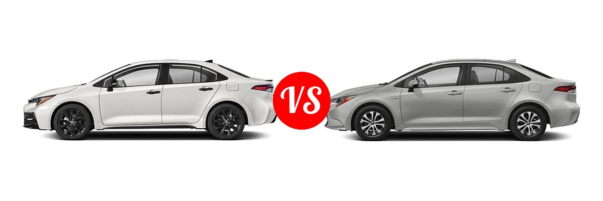 2021 Toyota Corolla Sedan Nightshade vs. 2021 Toyota Corolla Sedan Hybrid Hybrid LE - Side Comparison