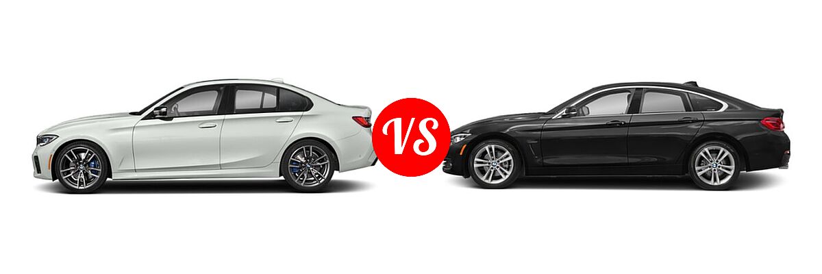 2021 BMW 3 Series M340i Sedan M340i / M340i xDrive vs. 2018 BMW 4 Series Gran Coupe Sedan 430i / 430i xDrive - Side Comparison