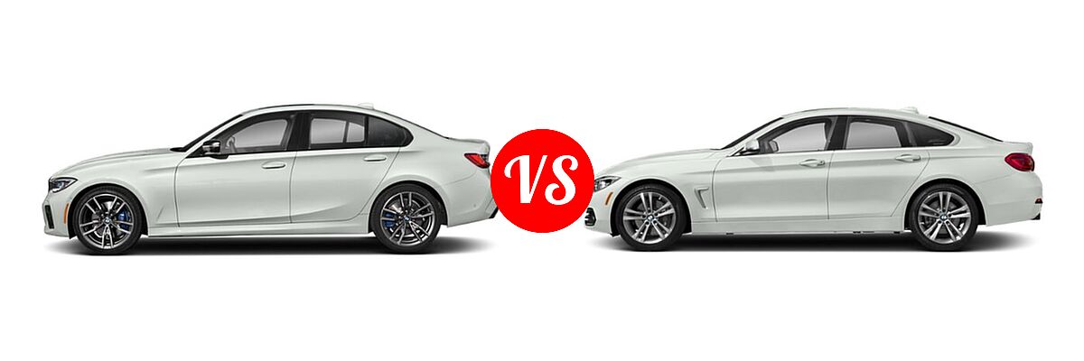 2021 BMW 3 Series M340i Sedan M340i / M340i xDrive vs. 2018 BMW 4 Series Gran Coupe Sedan 440i / 440i xDrive - Side Comparison