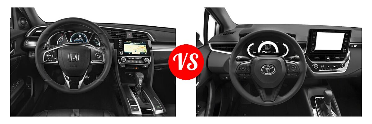 2021 Honda Civic Sedan Touring vs. 2021 Toyota Corolla Sedan Hybrid Hybrid LE - Dashboard Comparison