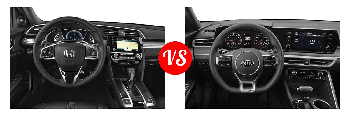 2021 Honda Civic Sedan Touring vs. 2021 Kia K5 Sedan GT-Line - Dashboard Comparison