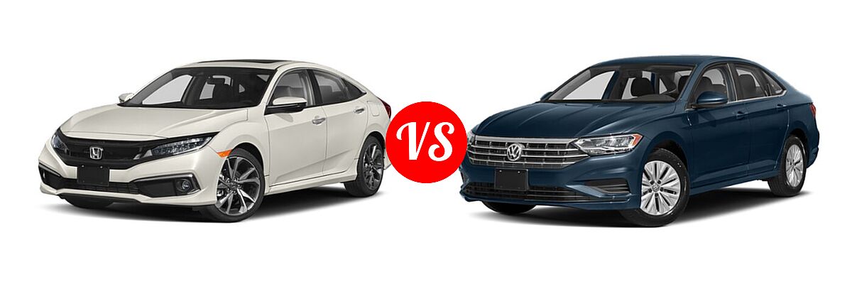 2021 Honda Civic Sedan Touring vs. 2021 Volkswagen Jetta Sedan S / SE / SEL / SEL Premium - Front Left Comparison