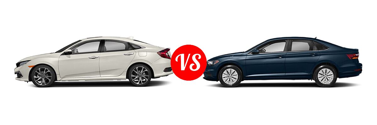 2021 Honda Civic Sedan Touring vs. 2021 Volkswagen Jetta Sedan S / SE / SEL / SEL Premium - Side Comparison