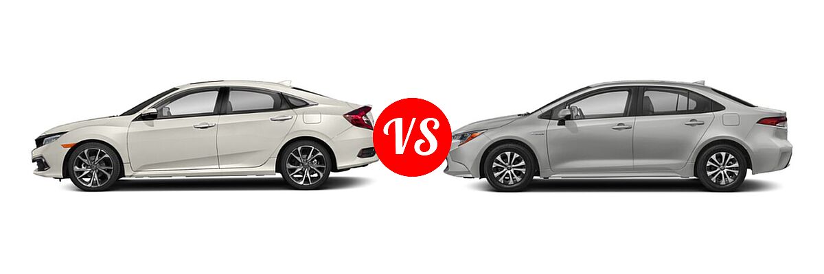 2021 Honda Civic Sedan Touring vs. 2021 Toyota Corolla Sedan Hybrid Hybrid LE - Side Comparison