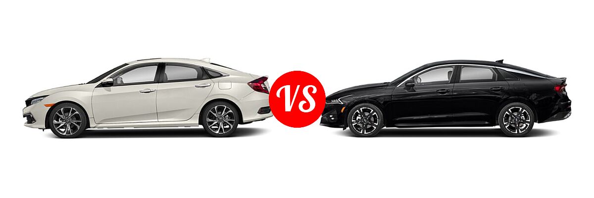 2021 Honda Civic Sedan Touring vs. 2021 Kia K5 Sedan GT-Line - Side Comparison
