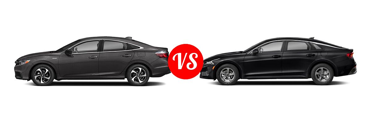 2021 Honda Insight Sedan Hybrid EX vs. 2021 Kia K5 Sedan GT / LX / LXS - Side Comparison