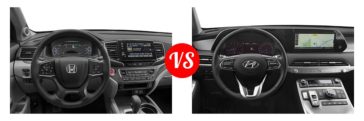 2021 Honda Pilot SUV EX-L vs. 2021 Hyundai Palisade SUV Calligraphy / SE / SEL - Dashboard Comparison