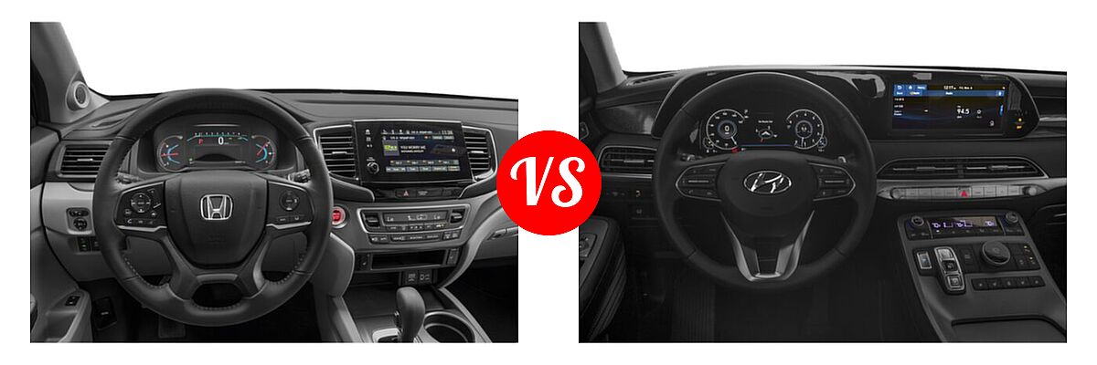 2021 Honda Pilot SUV EX-L vs. 2021 Hyundai Palisade SUV Limited - Dashboard Comparison