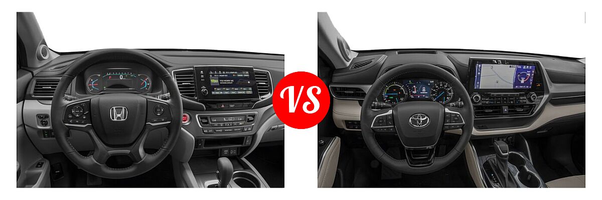 2021 Honda Pilot SUV EX-L vs. 2021 Toyota Highlander Hybrid SUV Hybrid Hybrid Platinum - Dashboard Comparison