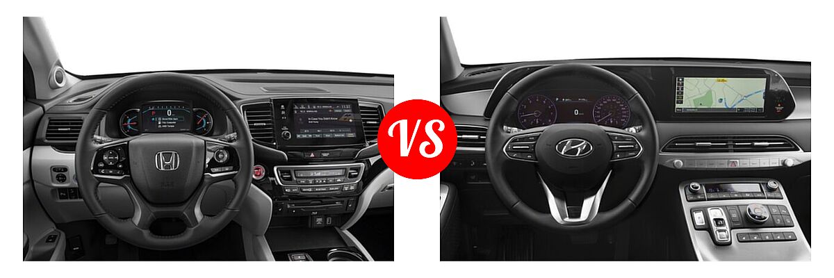 2021 Honda Pilot SUV Touring 8-Passenger vs. 2021 Hyundai Palisade SUV Calligraphy - Dashboard Comparison