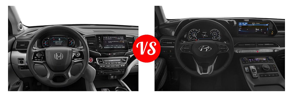 2021 Honda Pilot SUV Touring 8-Passenger vs. 2021 Hyundai Palisade SUV Limited - Dashboard Comparison
