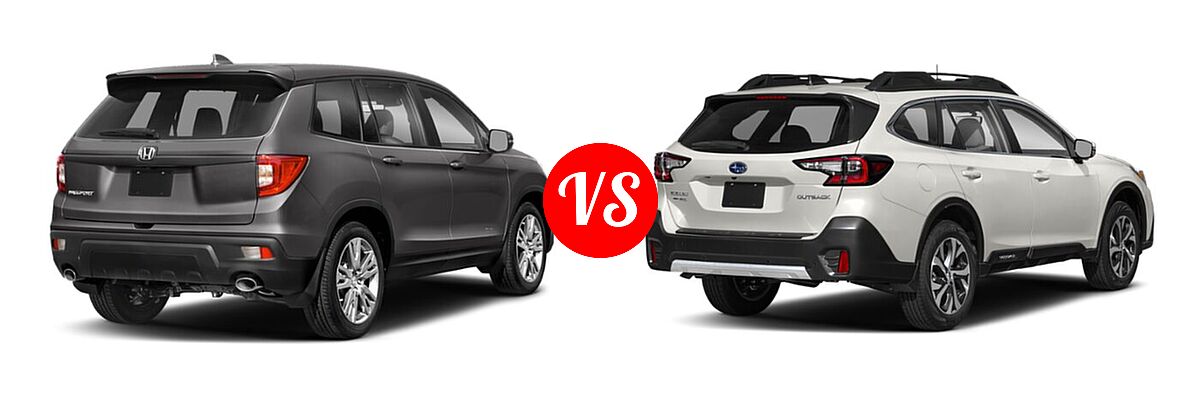 2021 Honda Passport SUV EX-L vs. 2021 Subaru Outback SUV Limited - Rear Right Comparison
