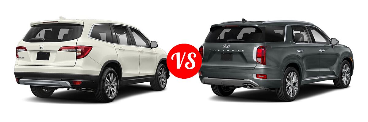 2021 Honda Pilot SUV EX-L vs. 2021 Hyundai Palisade SUV Limited - Rear Right Comparison