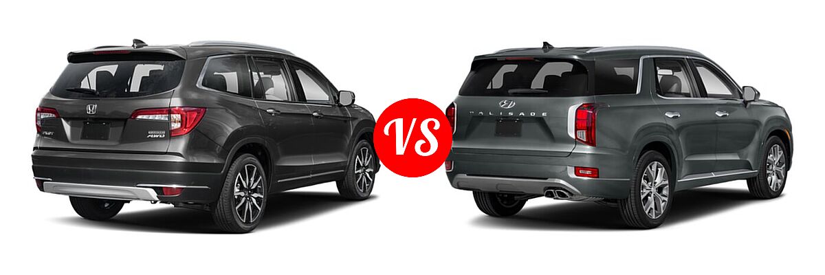 2021 Honda Pilot SUV Touring 8-Passenger vs. 2021 Hyundai Palisade SUV Limited - Rear Right Comparison
