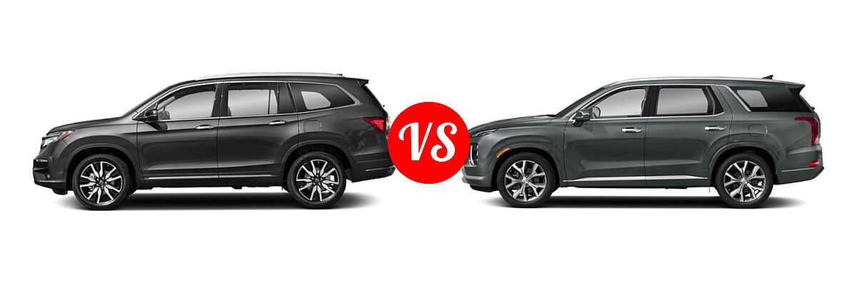 2021 Honda Pilot SUV Touring 8-Passenger vs. 2021 Hyundai Palisade SUV Limited - Side Comparison