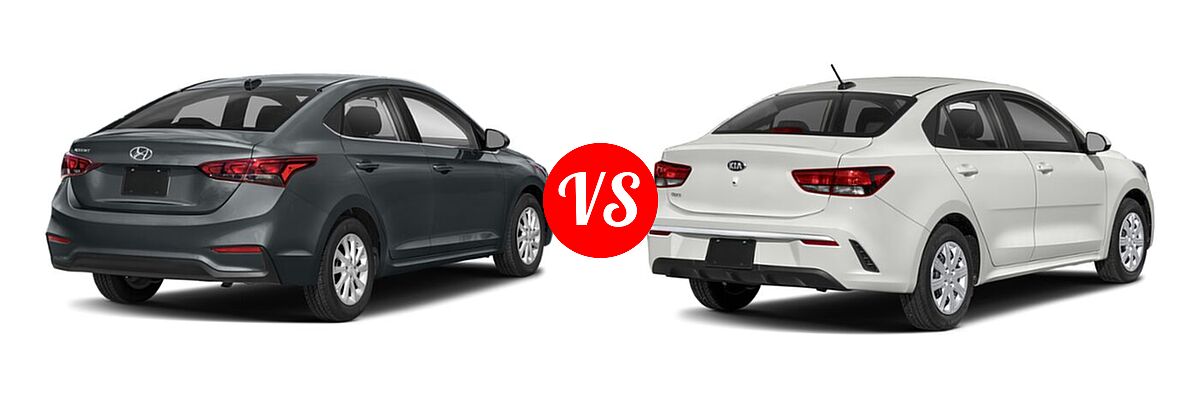 2021 Hyundai Accent Sedan SEL vs. 2021 Kia Rio Sedan LX - Rear Right Comparison