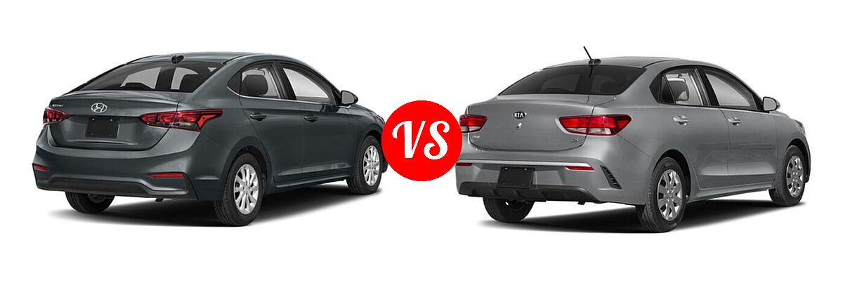 2021 Hyundai Accent Sedan SEL vs. 2021 Kia Rio Sedan S - Rear Right Comparison