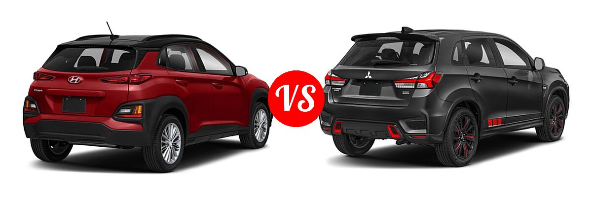 2021 Hyundai Kona SUV SE / SEL / SEL Plus vs. 2021 Mitsubishi Outlander Sport SUV BE - Rear Right Comparison