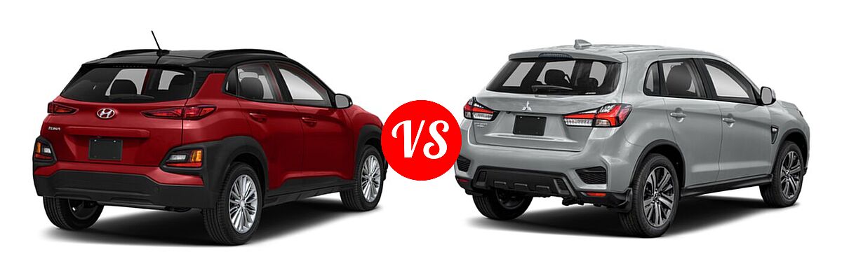 2021 Hyundai Kona SUV SE / SEL / SEL Plus vs. 2021 Mitsubishi Outlander Sport SUV S - Rear Right Comparison