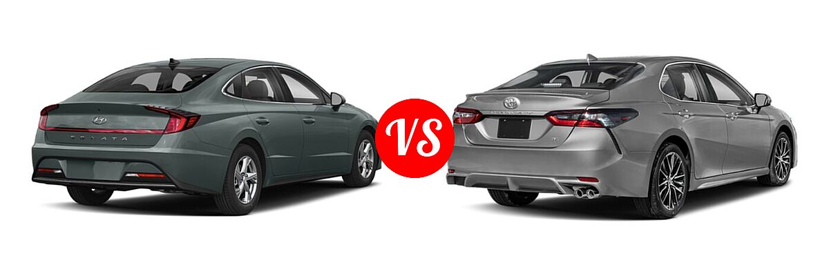 2021 Hyundai Sonata Sedan SE vs. 2021 Toyota Camry Sedan SE - Rear Right Comparison
